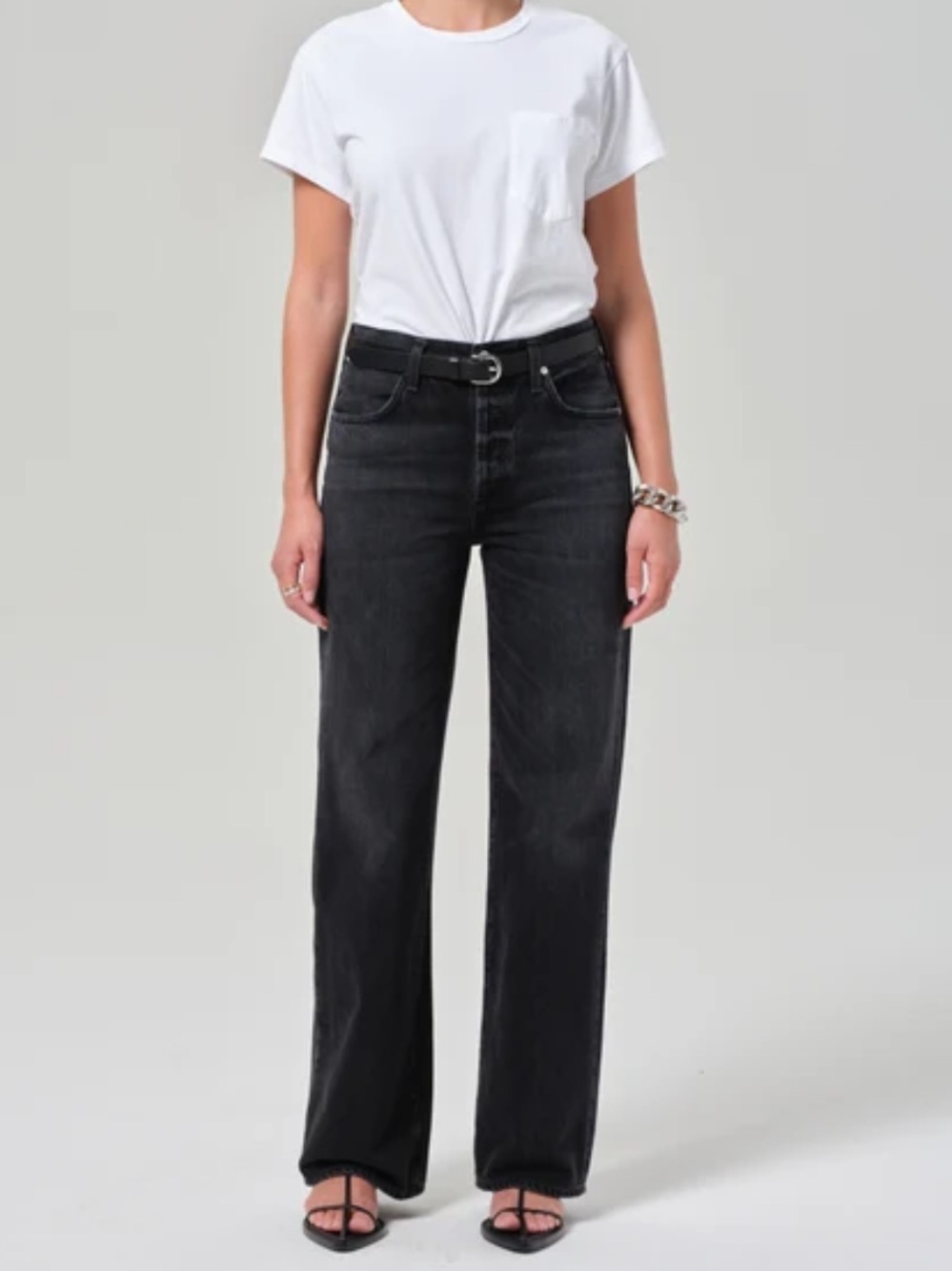 Citizens Of Humanity Black Wide-Leg High-Rise Jeans